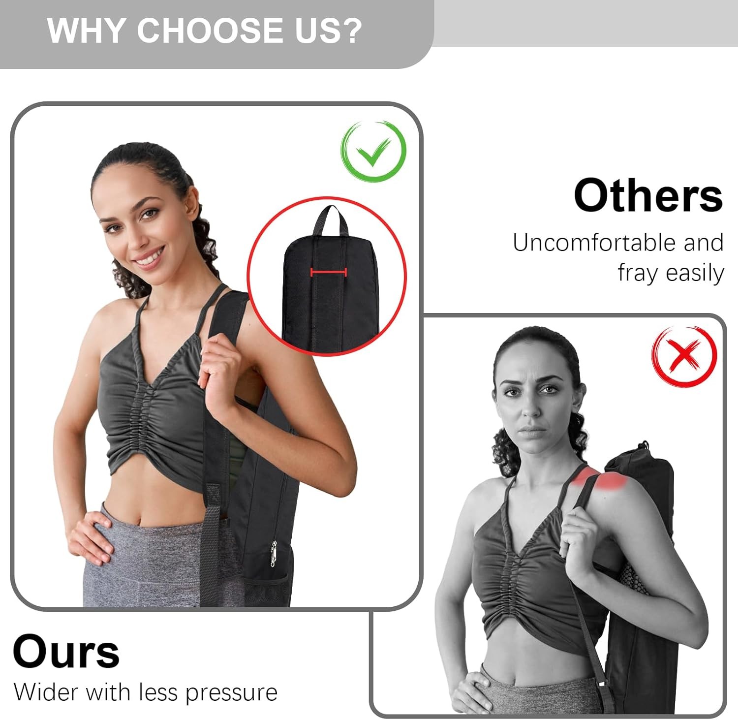 Yoga Mat Bag Carrier Side Mesh Zipper Pocket Exterior Wet Compartment Lightweigh