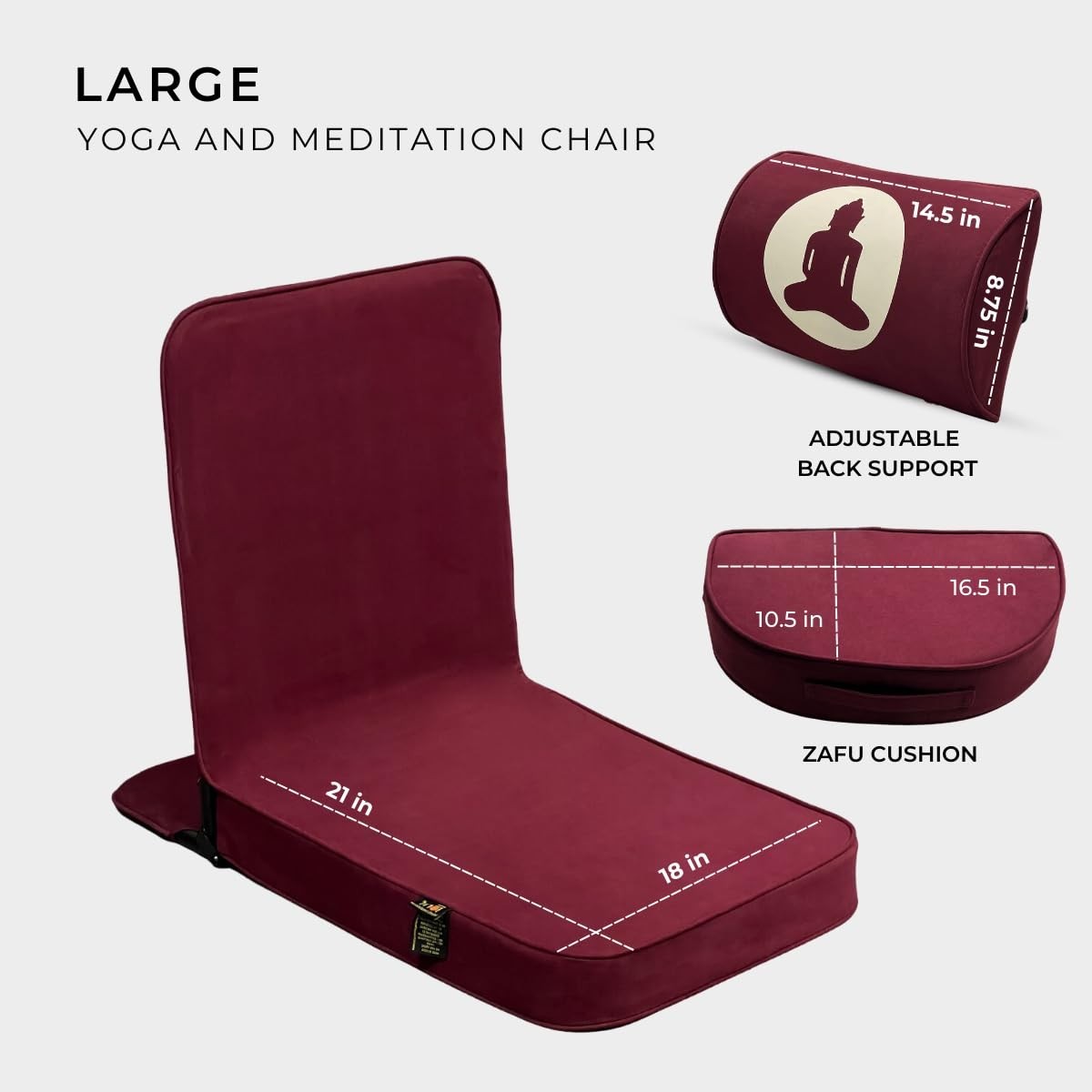 Relaxing Meditation Large Yoga Chair Buddha with Back Support Cushion