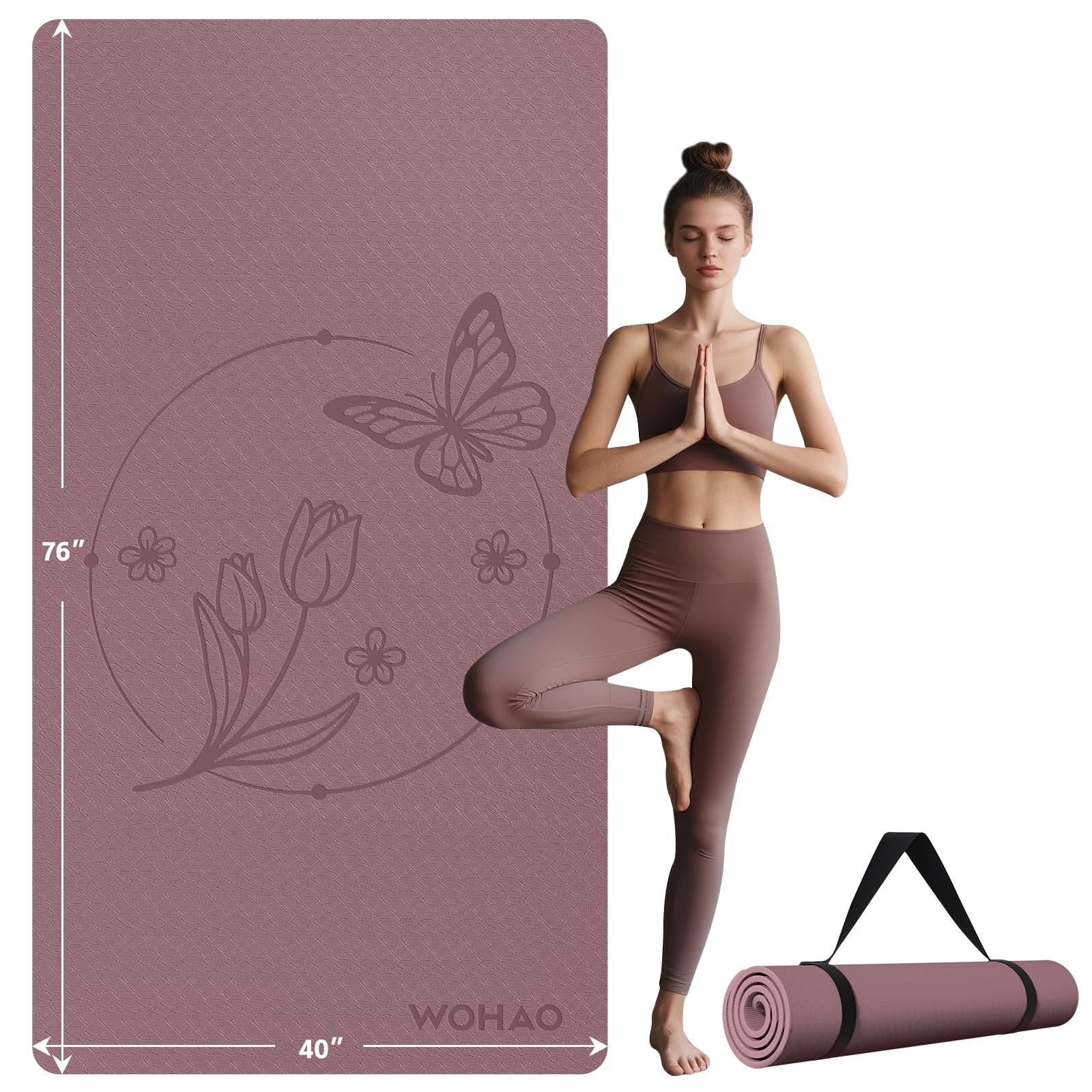 Large 76&Prime;x40&Prime;x0.4&Prime; Yoga Mat – Extra Width & Thick Non-Slip Exercise Mat, Vers…