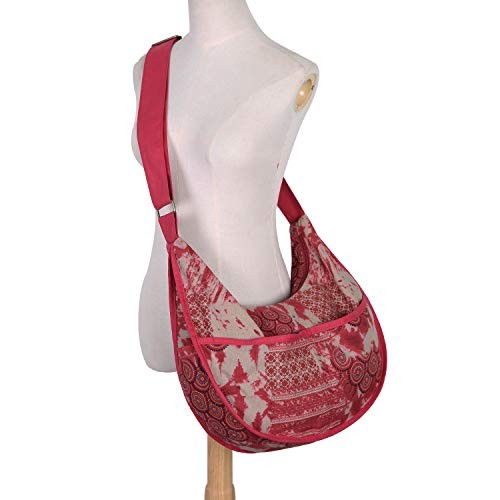 Womens Hippie Large Sling Shoulder Boho Handbag canvas Crossbody Bags Red