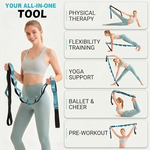 Stretching Strap with Loops for Length: 86 inches, Width: 1.5 inches Blue