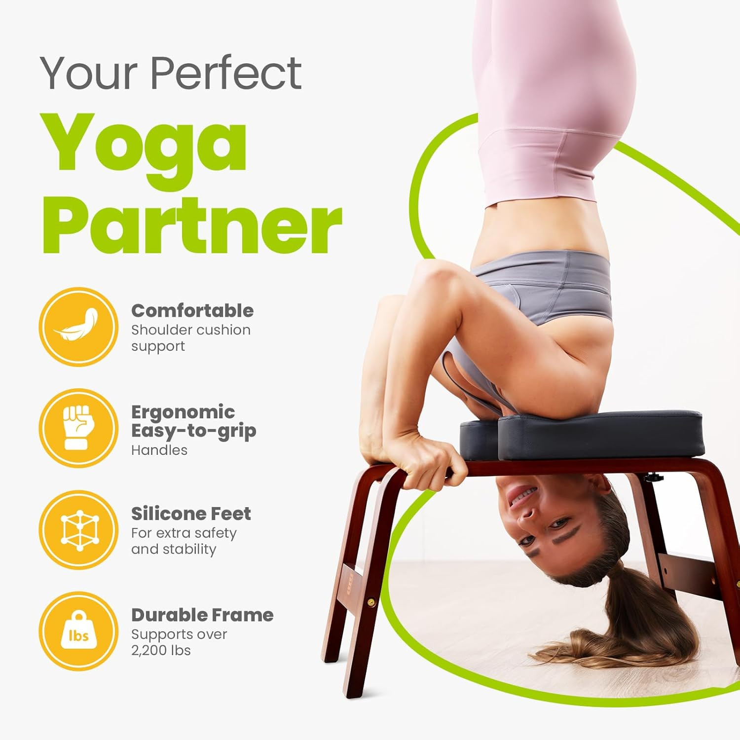 Yoga Headstand Bench, Stand Yoga Chair for Balance Training, Core Strength Build