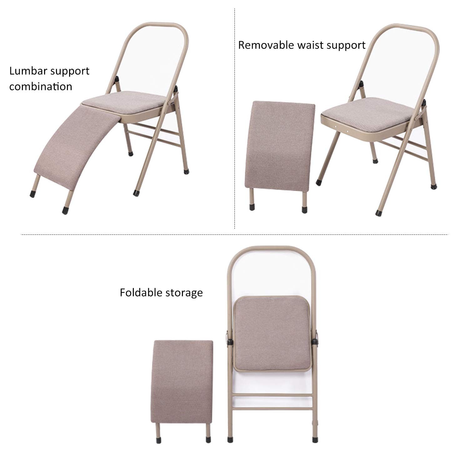 INNOLIFE Yoga Auxiliary Chair with Lumbar Back Support for Iyengar Foldable B…