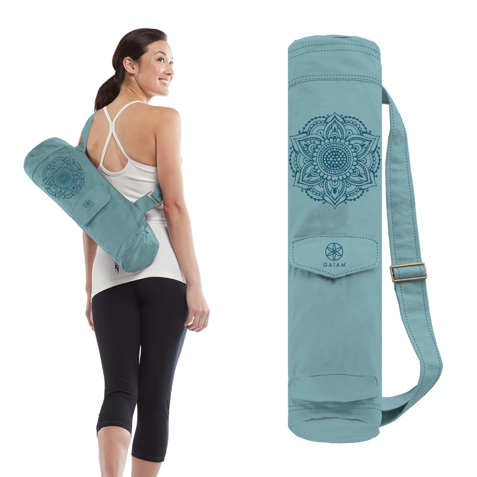 Gaiam Cargo Yoga Mat Bag, Full-Zipper Yoga Mat Carrier with Adjustable Strap, Fr