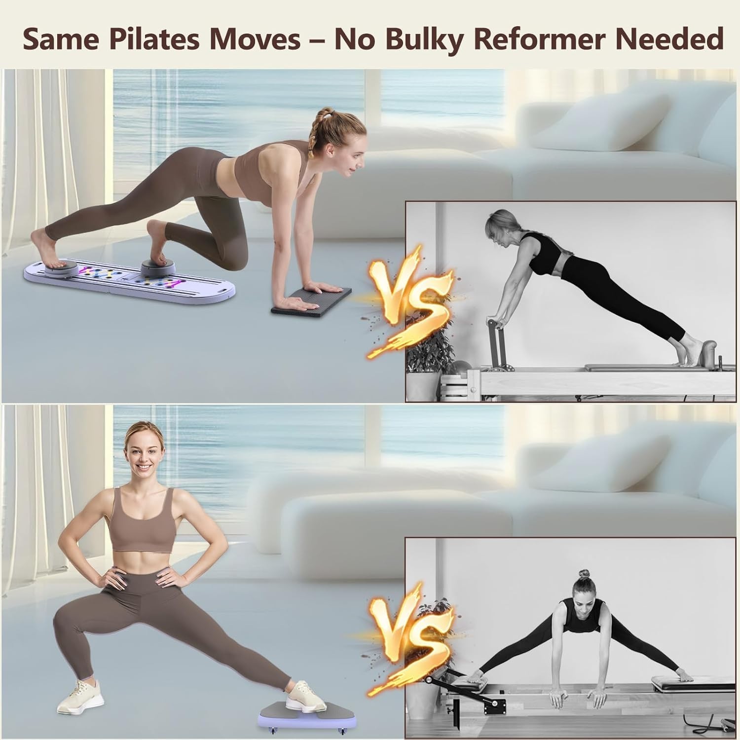 Foldable Pilates Board Home Gym Workout Set w/ Resistance Bands for Beginners
