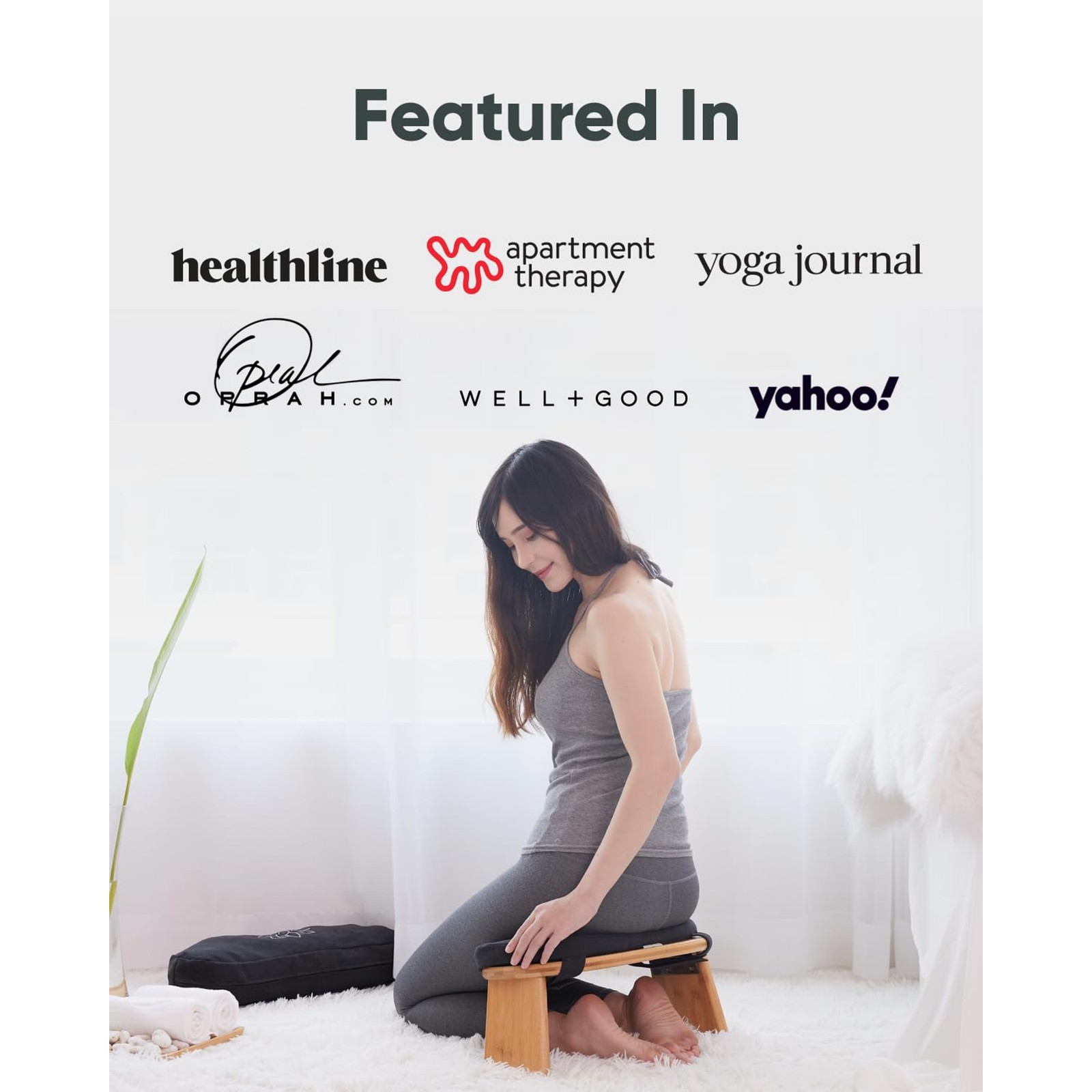Folding Meditation Bench – Bamboo Kneeling Stool w/Locking Magnetic Hinges – Pra