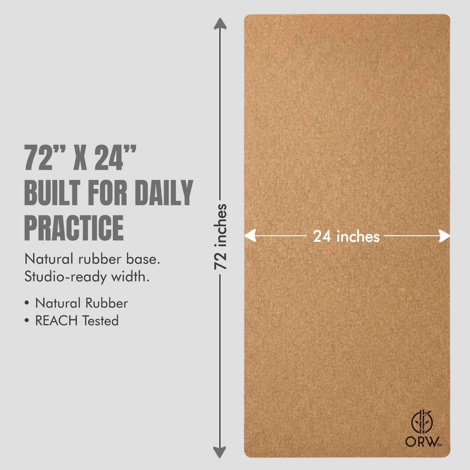 ORW Non Slip Hot Yoga Mat with Carrying Strap – Grip Surface & Natural Rubber…