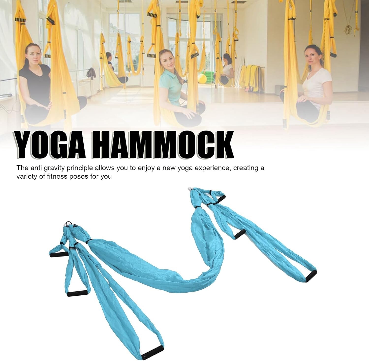 Aerial Yoga Swing Trapeze Set Yoga Sling Hammock-gravity Inversion Fitness, blue