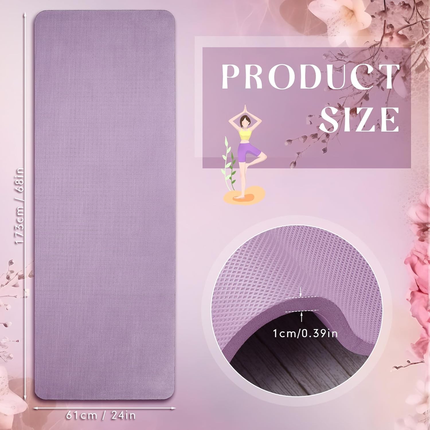 6 Pcs 10mm Thick Yoga Mat Bulk 68 x 24 Inches Anti-slip Tear-resistant Exercise