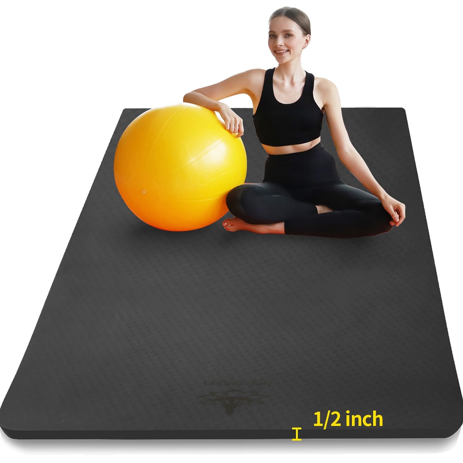 Large TPE Yoga Mat 6&rsquo;x4&rsquo;x1/2&Prime; Extra Thick Non-Slip Exercise Mat – for Yoga Pi…