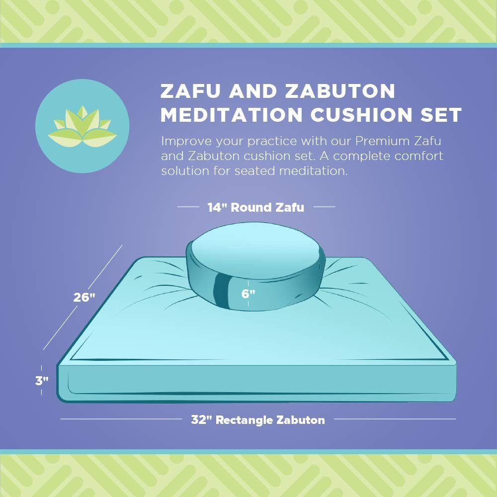 Meditation Cushion Mat Set HEMP – Round Zafu Floor Pillow Organic Buckwheat P…