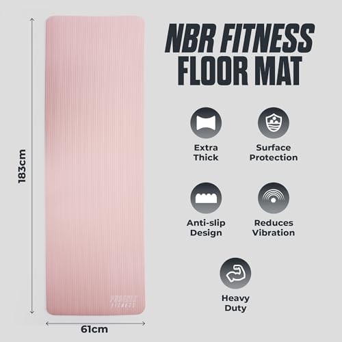 NBR Yoga Mat – 15mm Extra Thick Exercise Mat with Carry Strap – Non Slip Pink