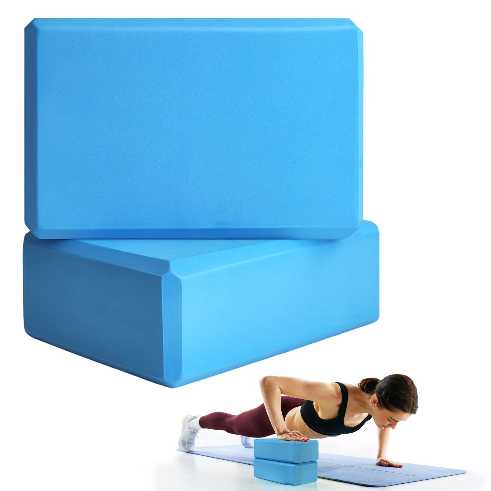2 Pcs Yoga Blocks, 9x6x3 Foam Blocks Yoga Props for Pilates Stretching and Me…