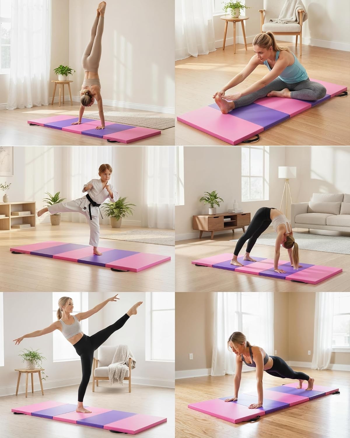 Folding Gymnastics Mat, 6×2 Ft(Four-fold) / 6.2×2.6 Ft(Five-fold)-Thick Portable