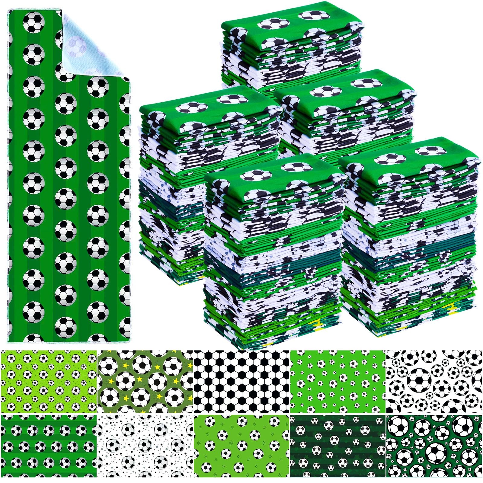 Hosuly 50 Pack Soccer Cooling Towel Bulk Soccer Theme Party Favors Ice Towel