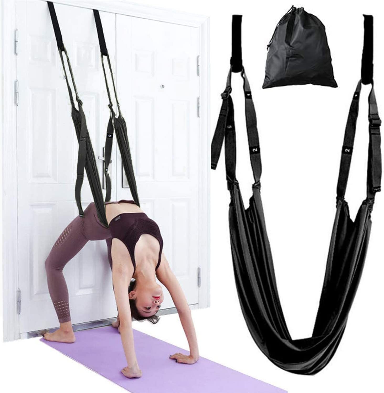 Yoga Stretching Strap, Adjustable Height Leg Stretcher Waist Back Stretch Ban…