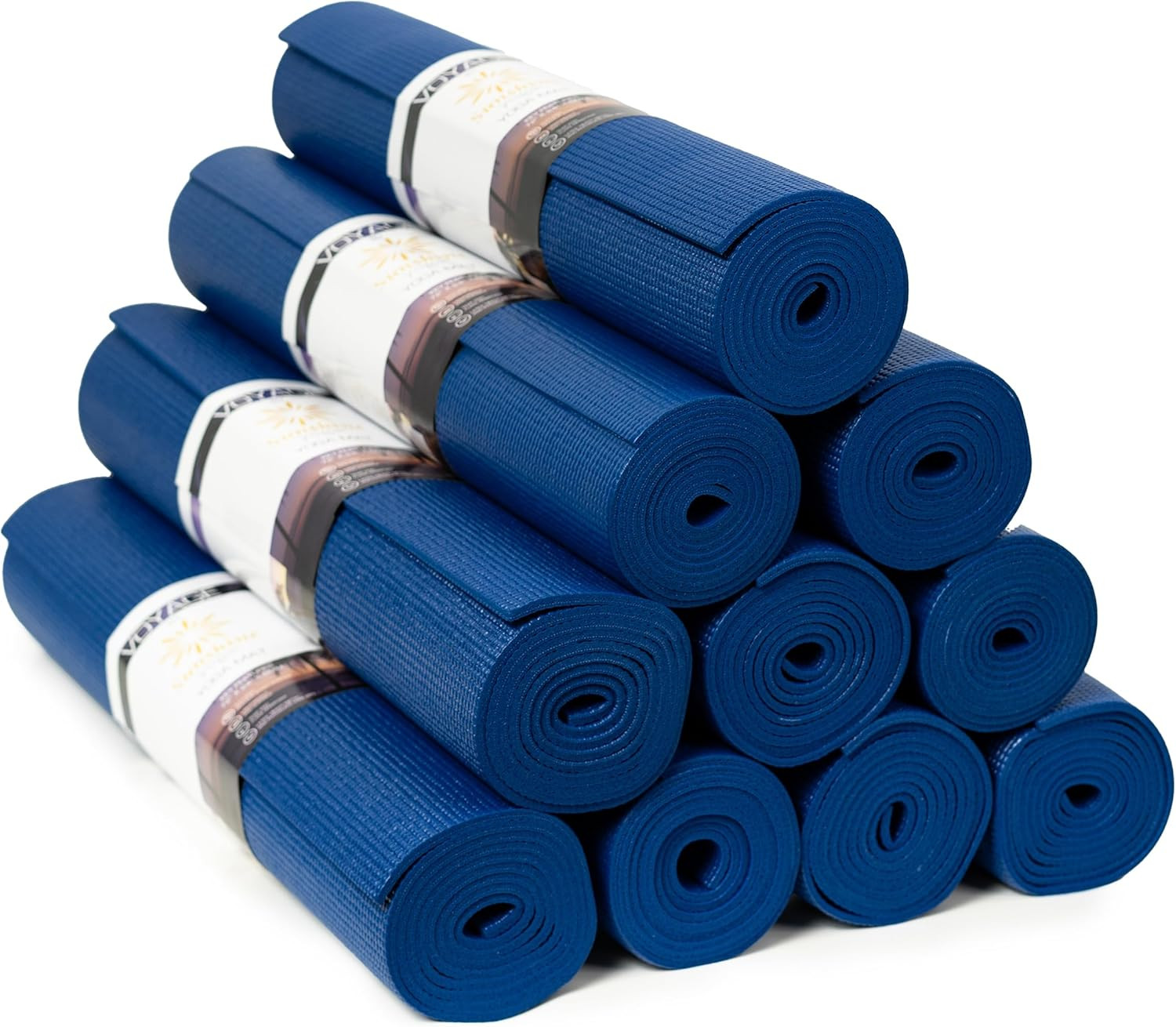 Voyage Yoga Mat, 10 Pack, 72&Prime; X 24&Prime; Professional Studio and Gym Bulk Yoga Mats,