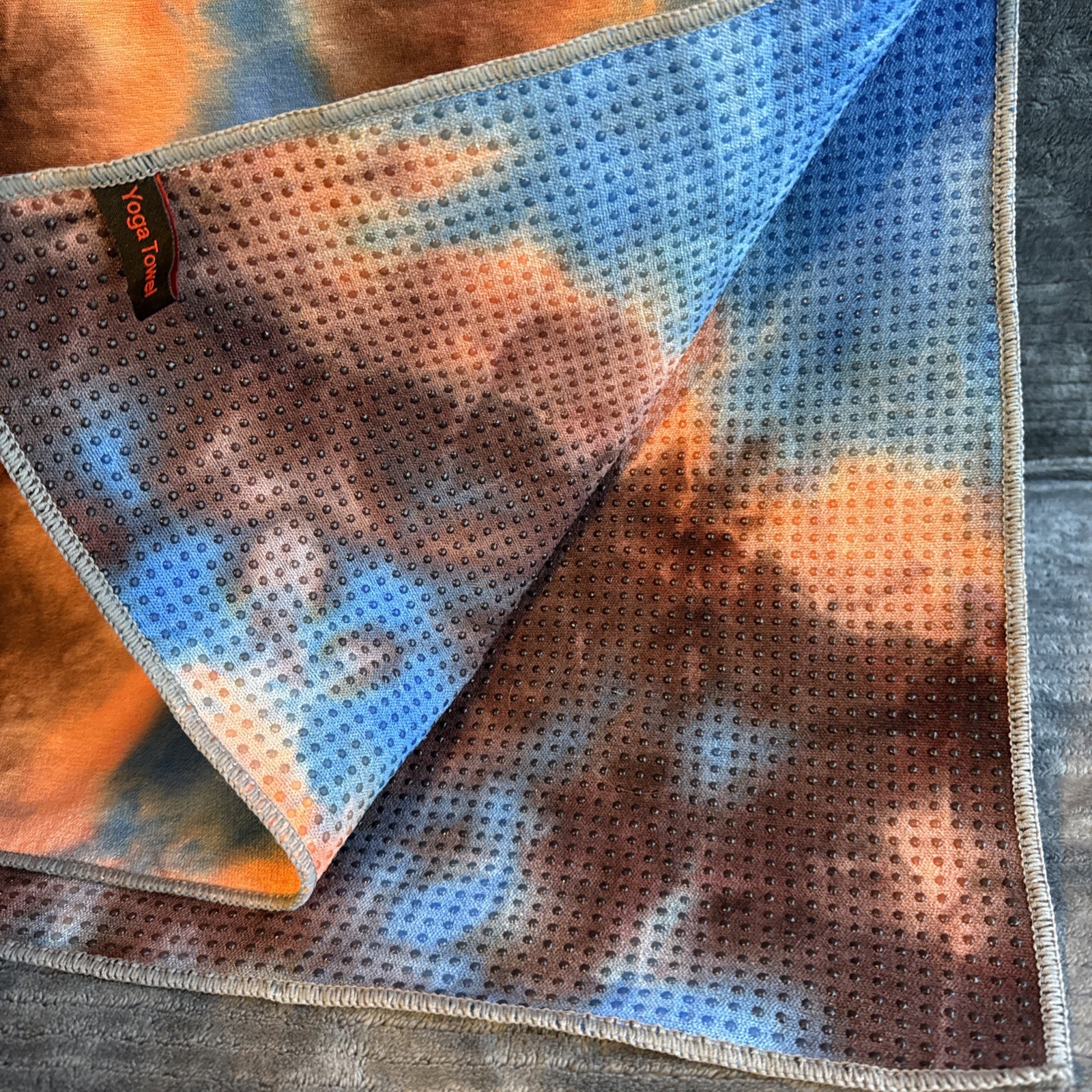 Non Slip Hot Yoga Towel 24×70 Sweat Absorbent Blue Gray Peach Orange Tie Dye