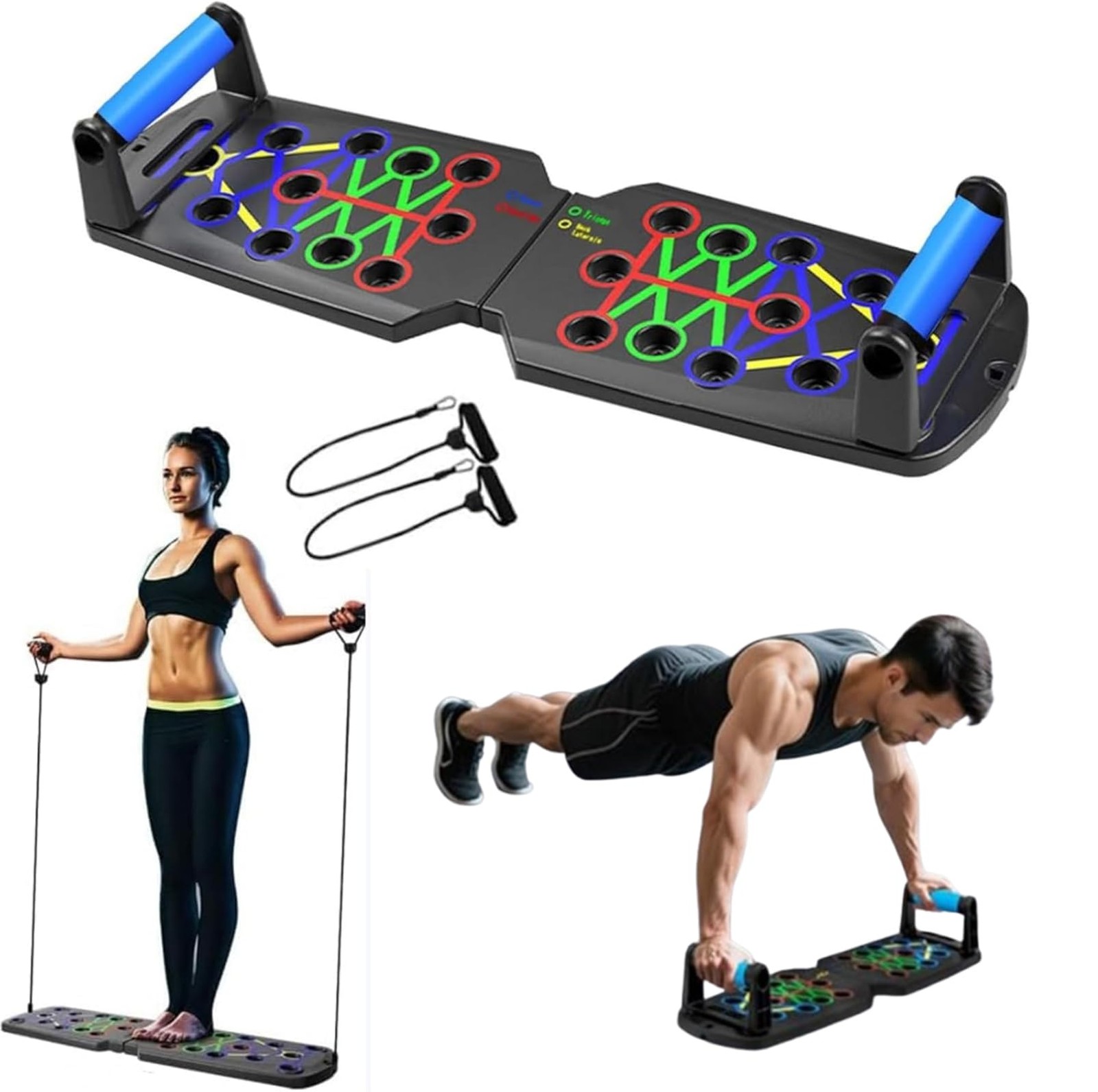 Pilates Board | Portable Reformer Pushup Board+Resistance Bands