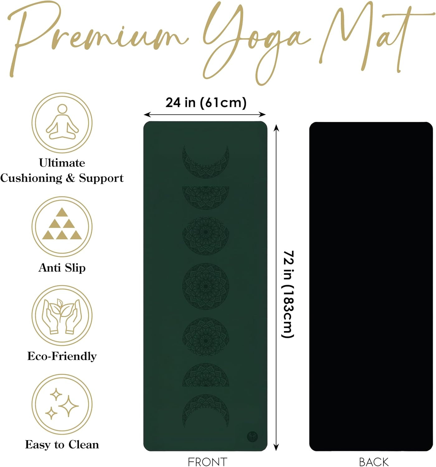 Non-Slip 4.5mm Yoga Mat with Strap – PU & Rubber for Home Workouts