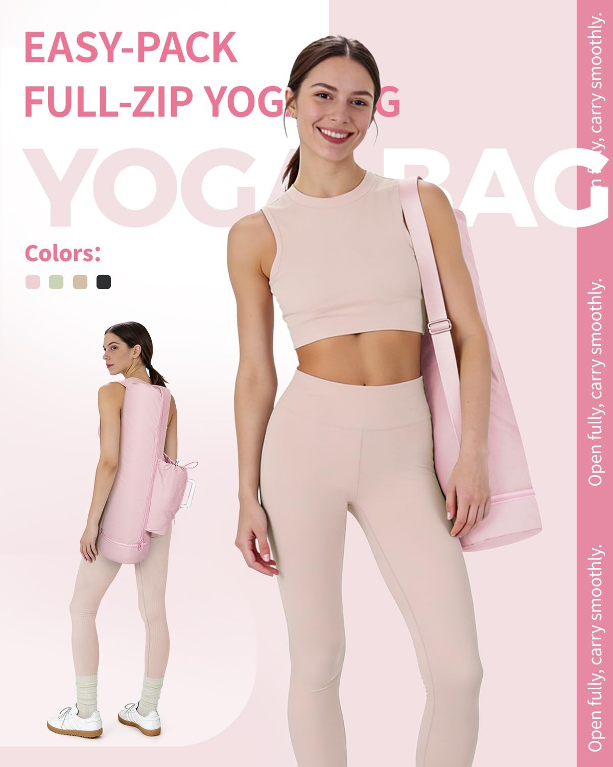 Puffy Yoga Mat Bag Yoga Gym Bags for Women Men, Full-Zip Pilates Bag with Wet…