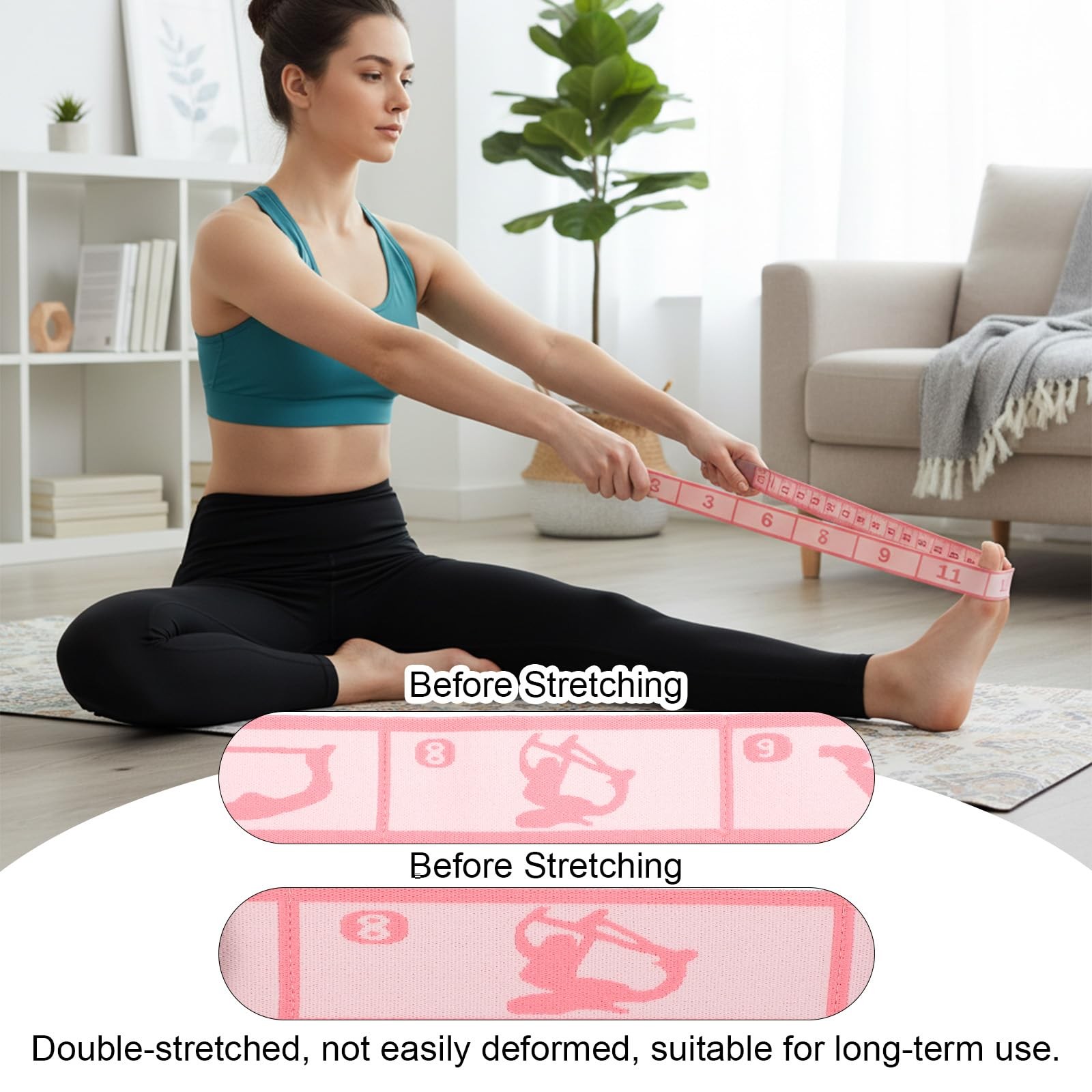 12 Loops Yoga Band, Bands for 4x140cm / 1.57×55.2 Inches, Pink