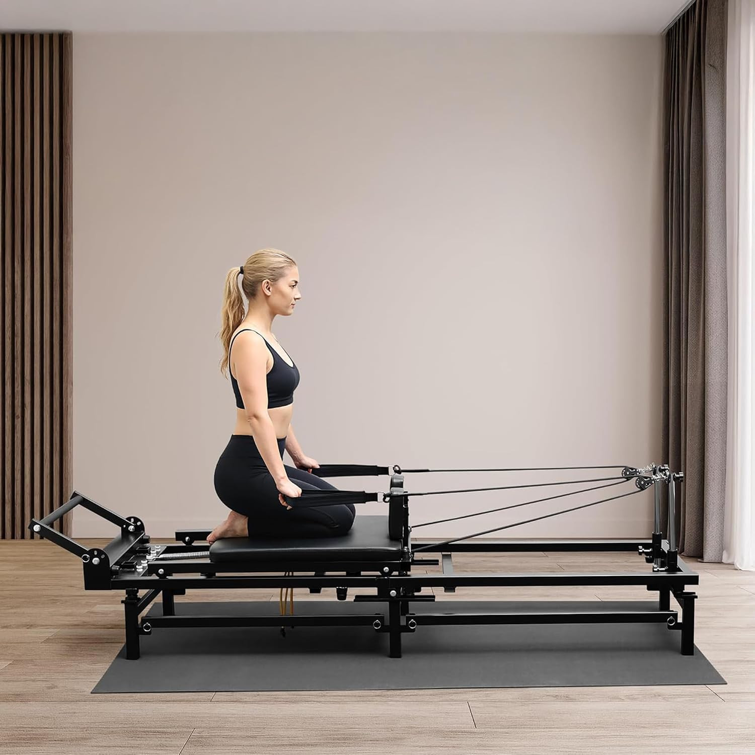 Foldable Pilates Reformer with Adjustable Heights & Jump Board Included
