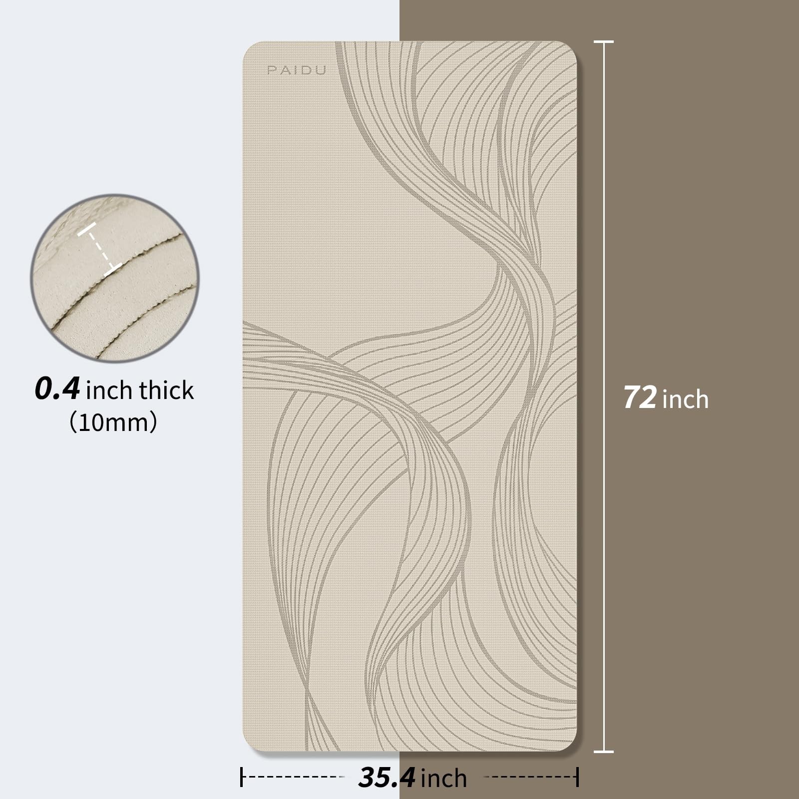 PAIDU Large Yoga Mat-72’x36’x0.4’ Extra Width ＆ Thick,C