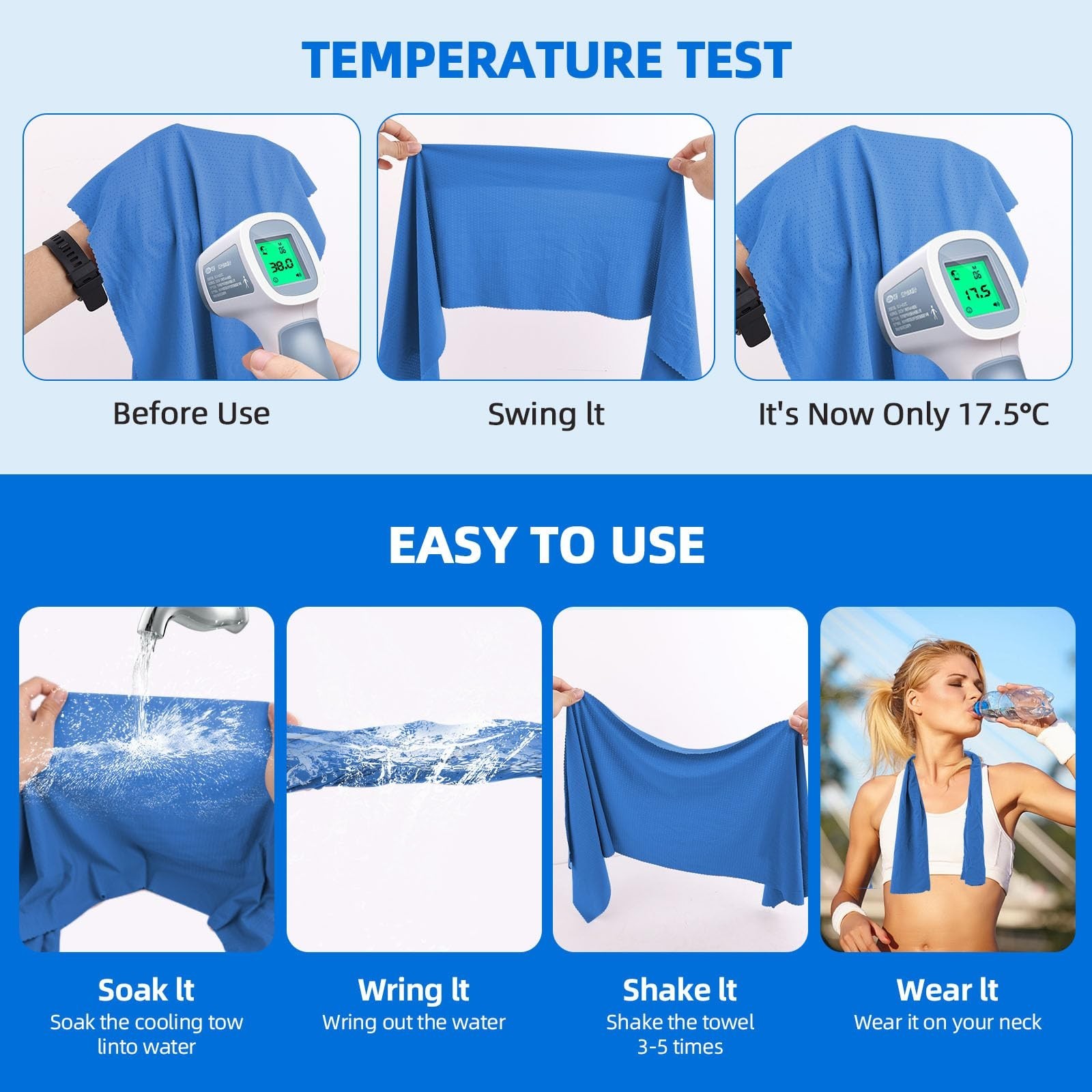 2 Cooling Towels 40 »x12 »,Cooling Towels for Neck and face Ideal for Gym, Yo…