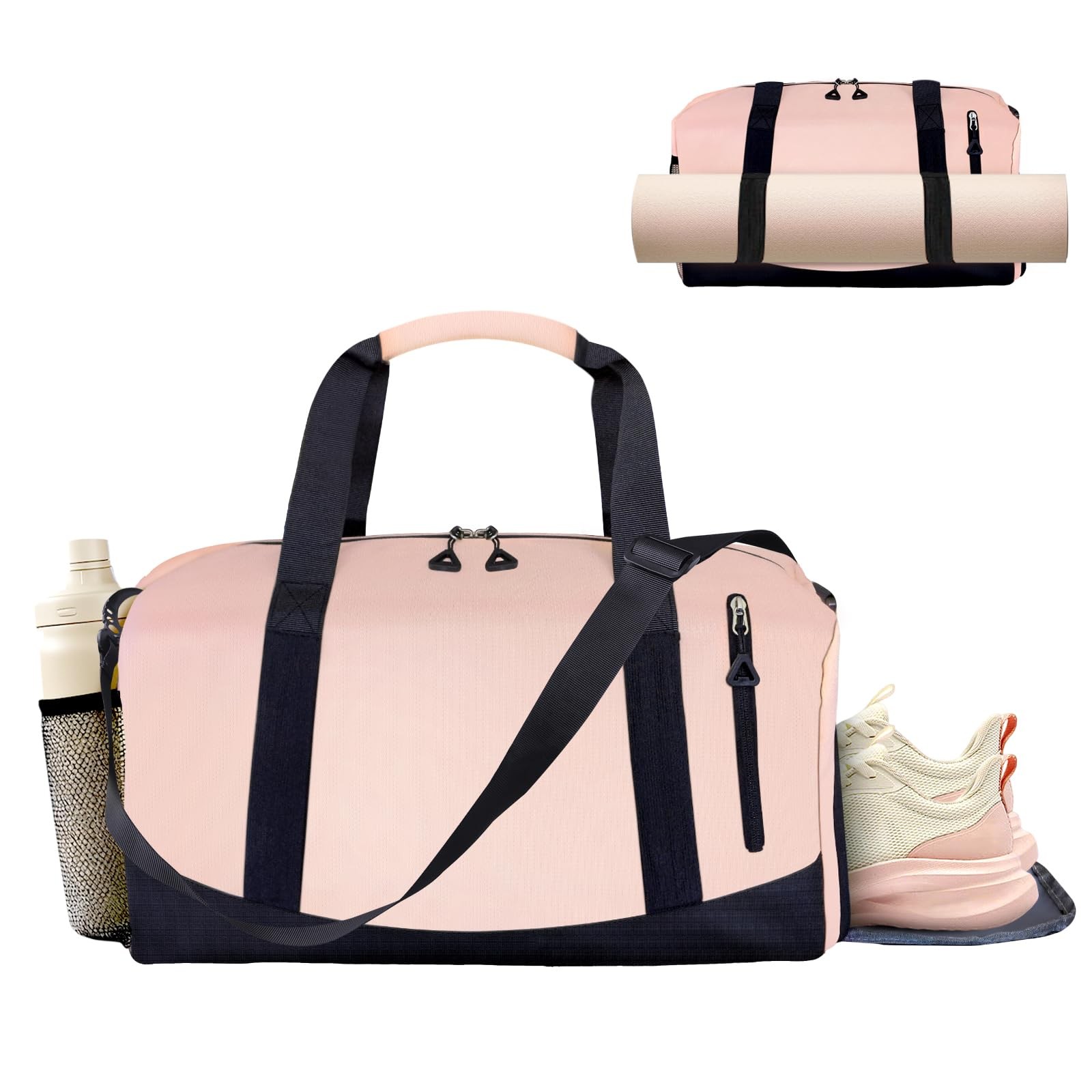 Yoga Mat Bag Gym Workout Water Bottle Pocket Pilates Wet Dry Tote Sports