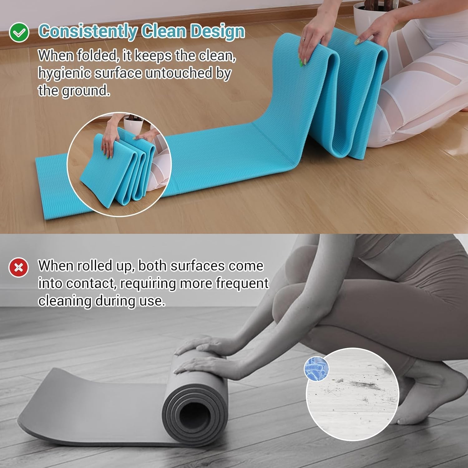 Avoalre Folding Yoga Mat, 72&Prime;x 32&Prime;x 0.24&Prime; Extra Wide Non-Slip Exercise Fitnes…