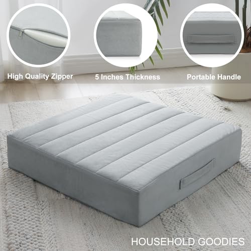 22 inches Floor Pillow for Adults – Large Meditation 1 Count Light Gray