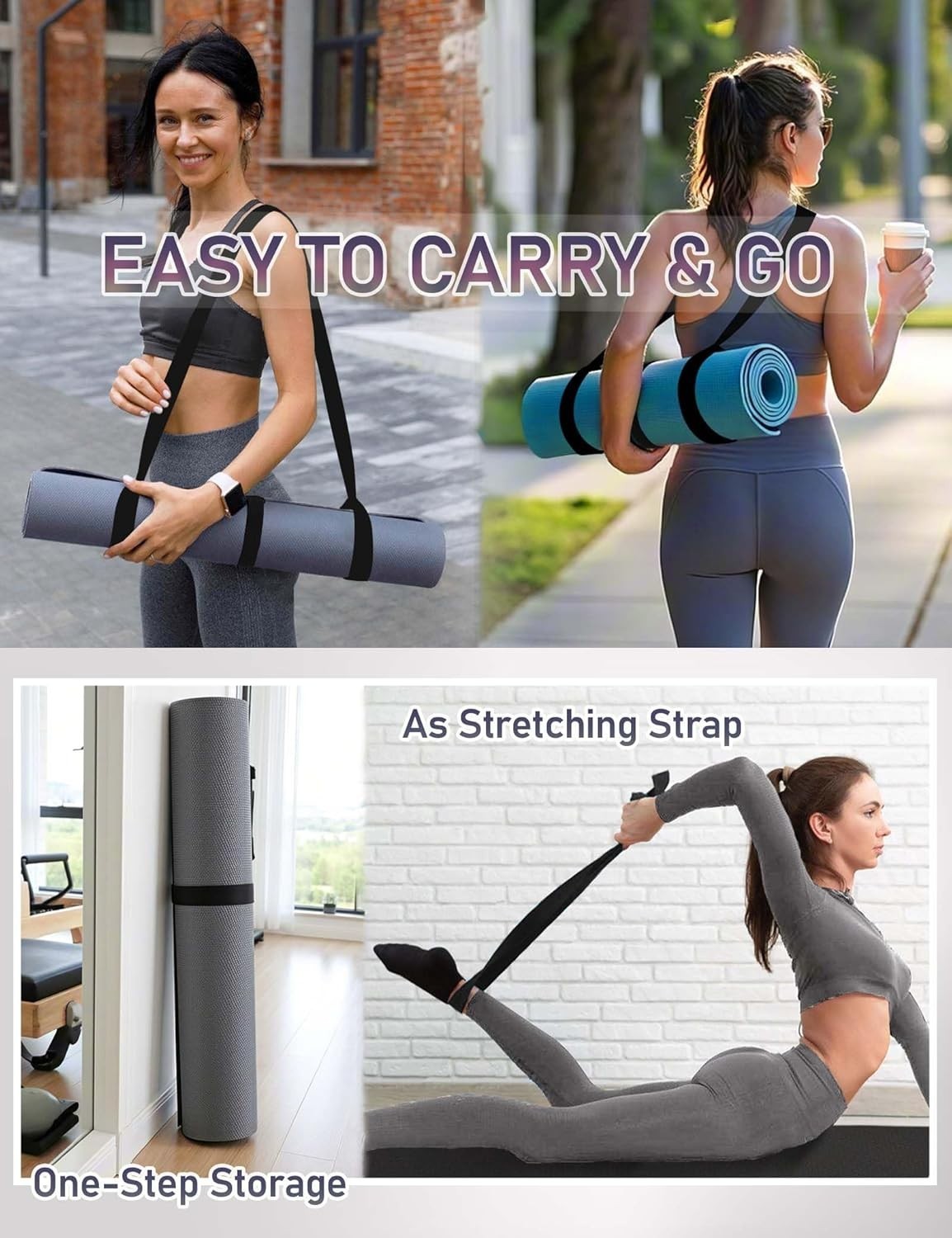 Yoga Mat Carrier Strap Adjustable Cotton Wide Carrying Strap for Exercise