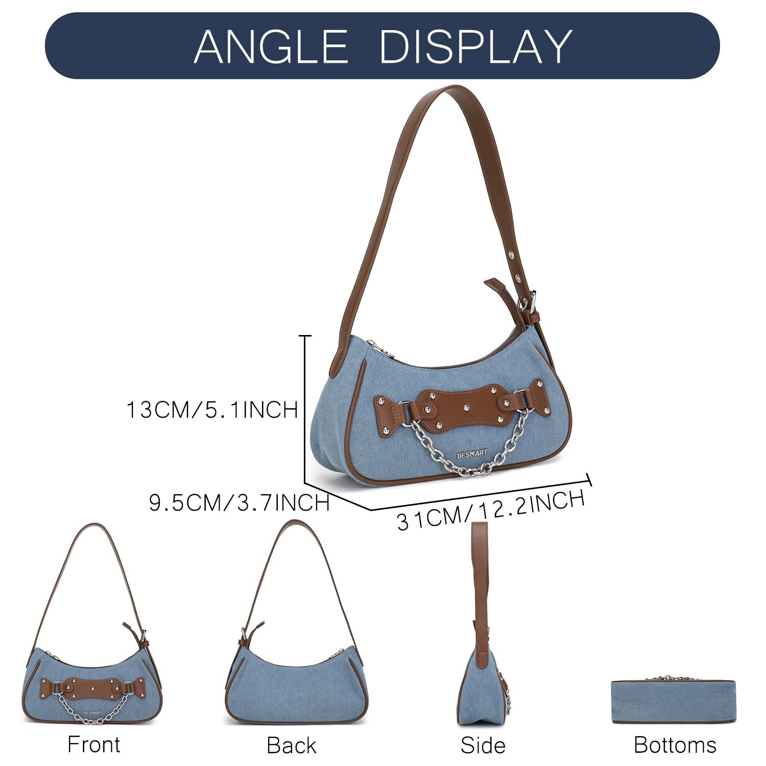 Denim Crossbody Bag Quilted Shoulder Bags for Women