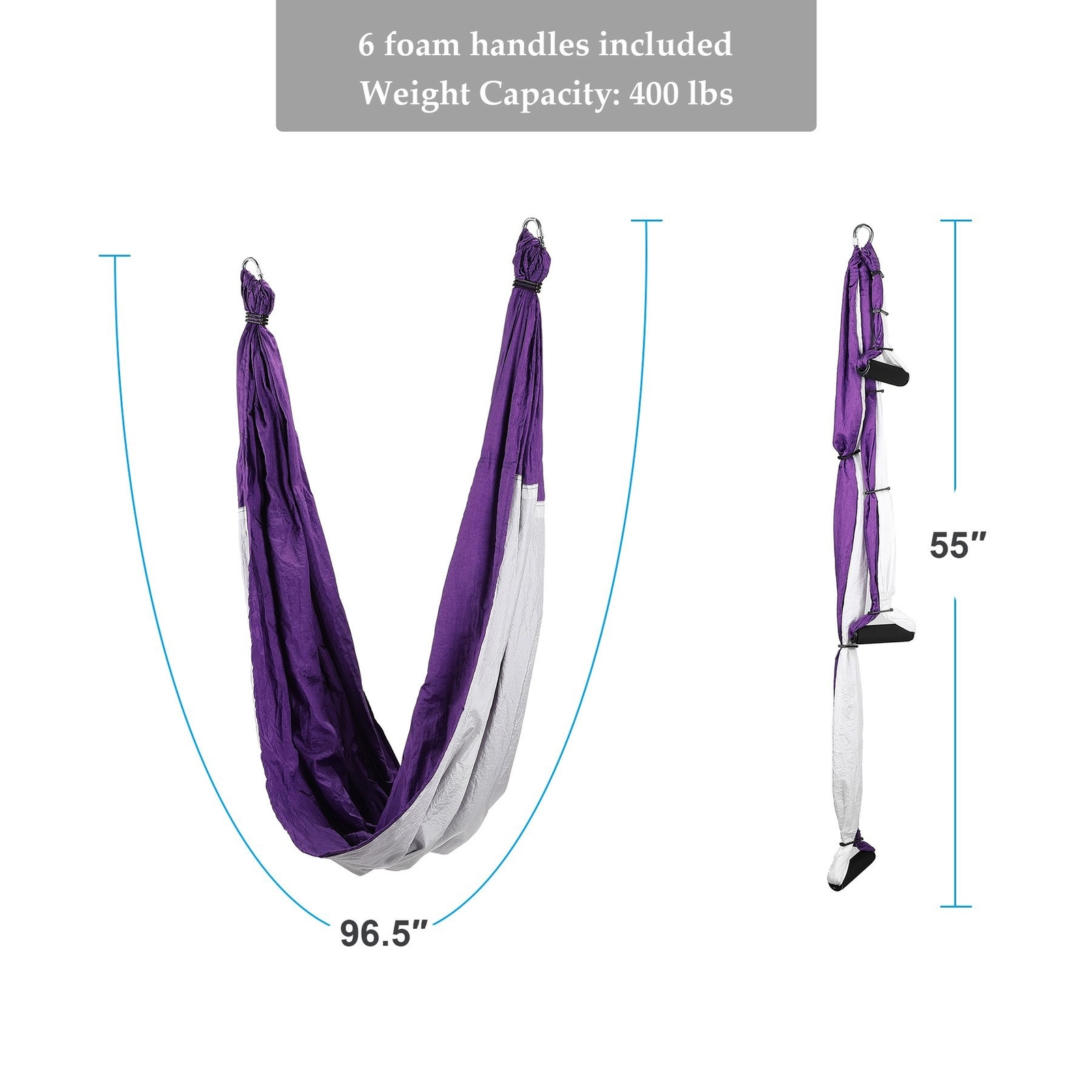 ZELUS Aerial Yoga Swing Sling Strong Yoga Hammock Kit Set Trapeze Inversion E…