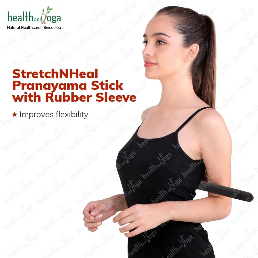 HealthAndYoga™ StretchNHeal Multipurpose Wooden Pranayama Stick with Padded C…