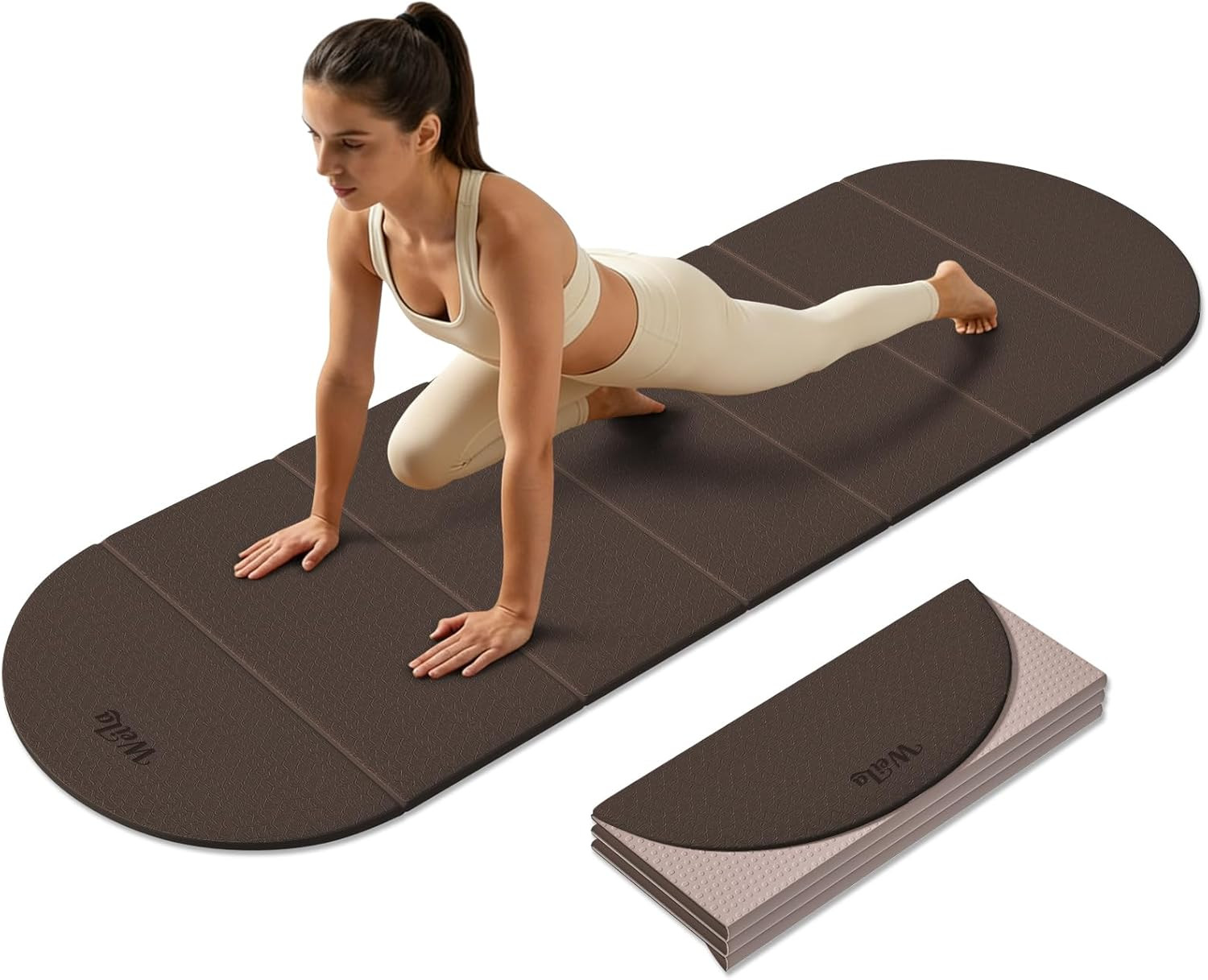 Foldable Yoga Mat 10Mm Thick TPE, Double-Sided Textured Non-Slip Dual-Color Mat,