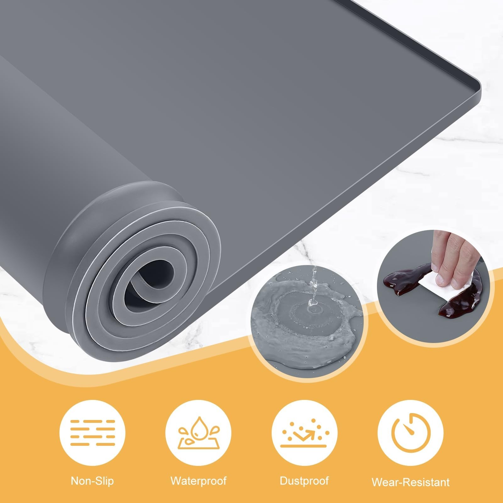 Coffee Mat, 2-in-1 Silicone Bar Mat with Detachable Dish Drying Pad, 24×16 In…