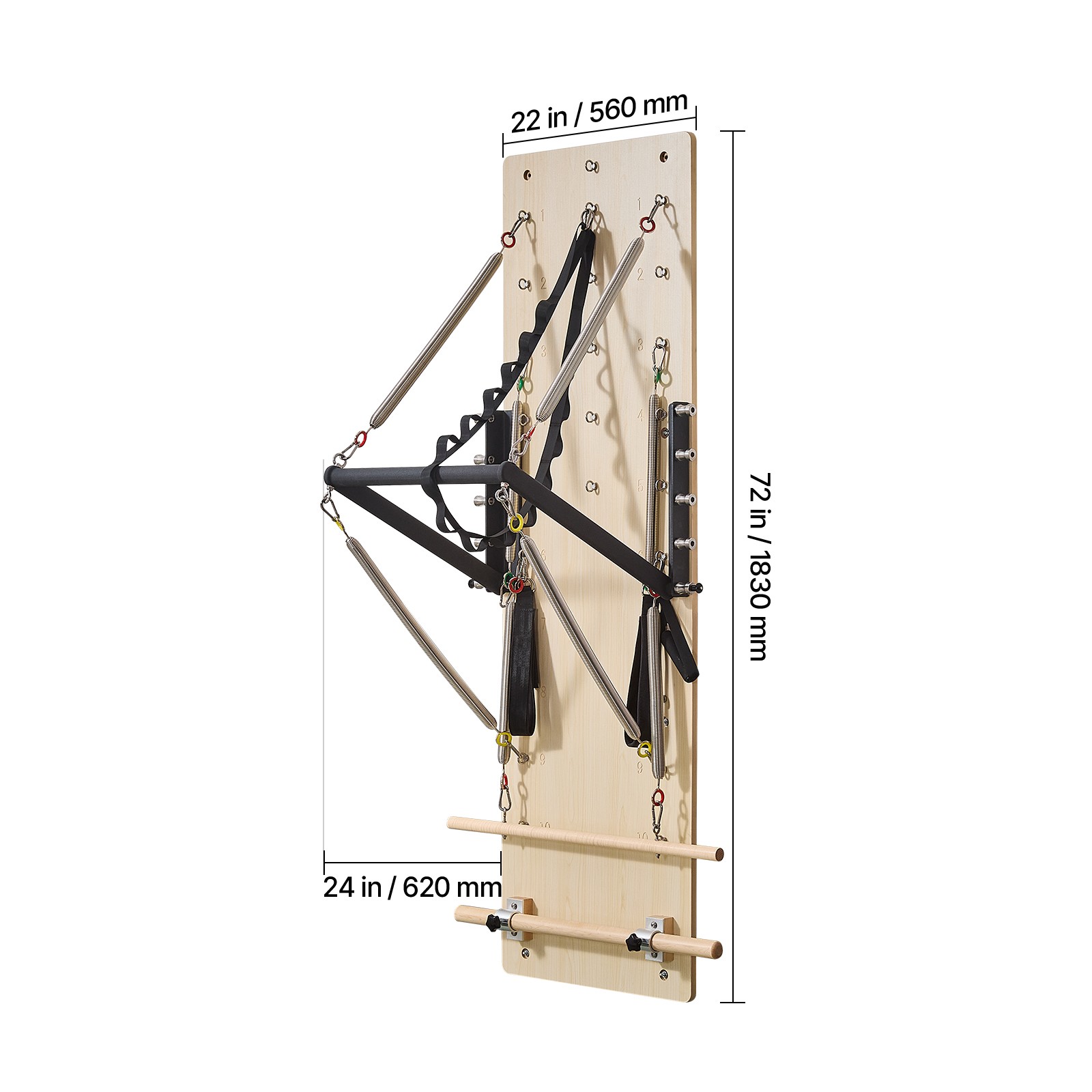 Uimoso Wall Mounted Pilates Reformer Machine Pilates Springboard Maple Wood Gym
