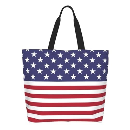 Cute Flag Tote Bag for Women and Men Reusable Shoulder One Size Usa Flag E