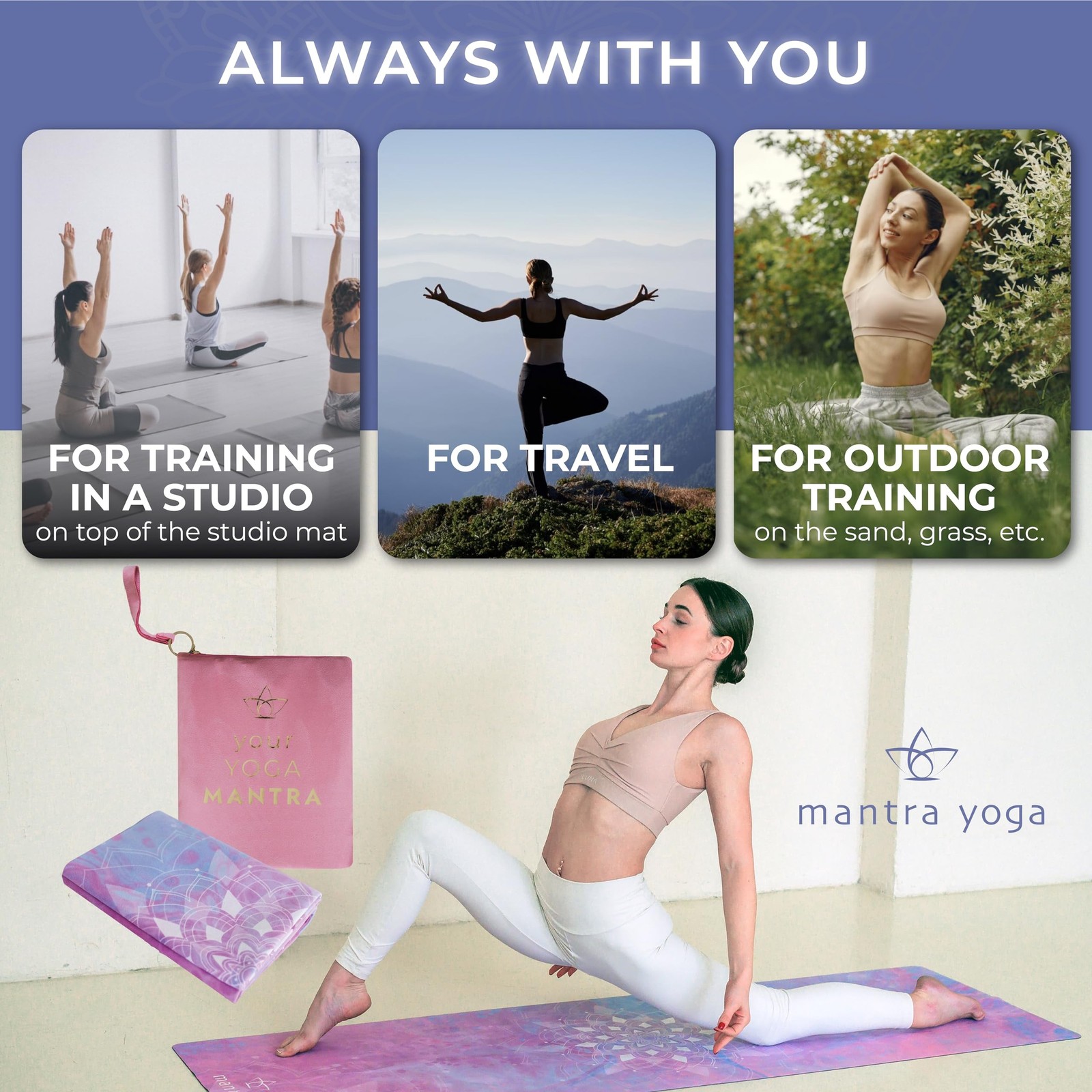 Mantra Yoga Travel PRO 1.5mm – Foldable Fitness & Exercise Mat with… Fast Ship