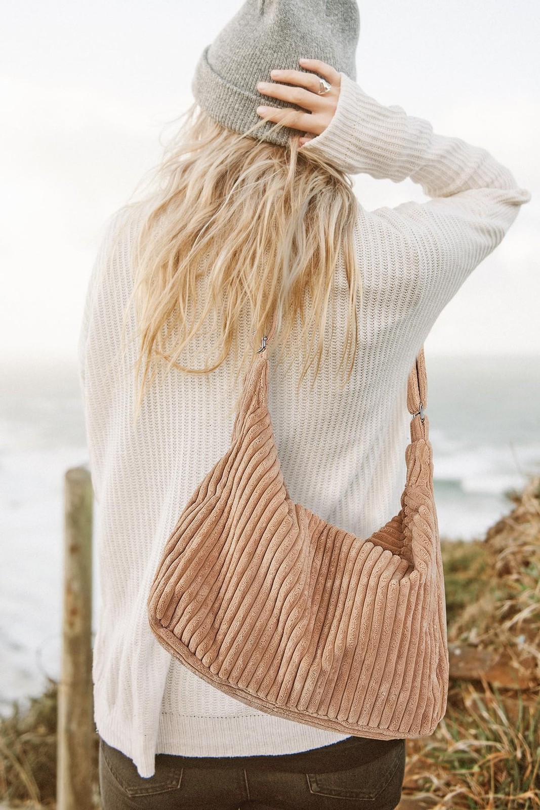 Ulisty Women Corduroy Hobo Bag Adjustable Strap Shoulder Bag Crossbody Bag Ca…