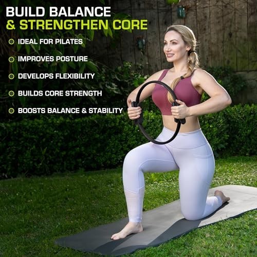 Pilates Ring 14 Inch Padded Handles for Core Strengthening Rehab Workouts Light