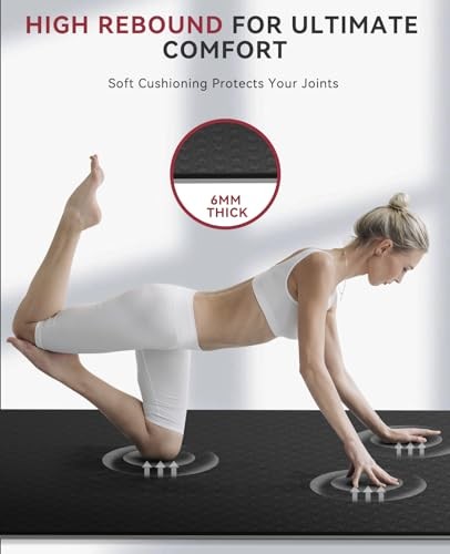 HAPBEAR Extra Wide Yoga Mat 72&Prime;x36&Prime; 6mm Thick Non-Slip Exercise Mat with Carry B