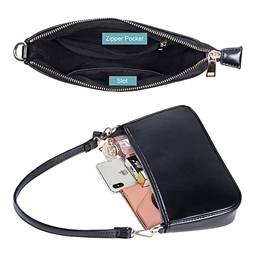 Shoulder Bag for Women Retro Vegan Leather Classic Clutch Tote HandBag Black