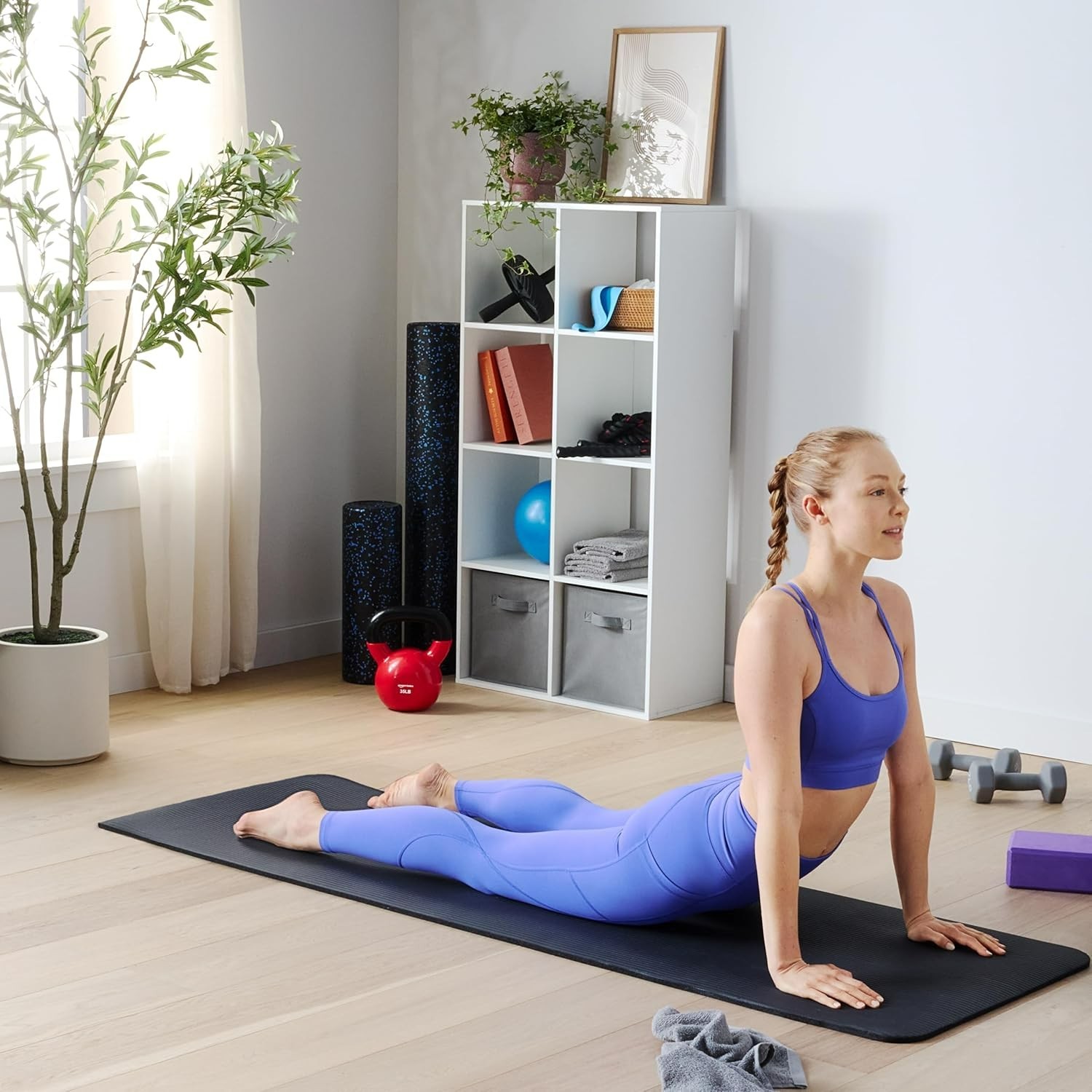 Amazon Basics Black Extra Thick Exercise Yoga Mat w/ Carrying Strap 74&Prime;L X 24&Prime;W