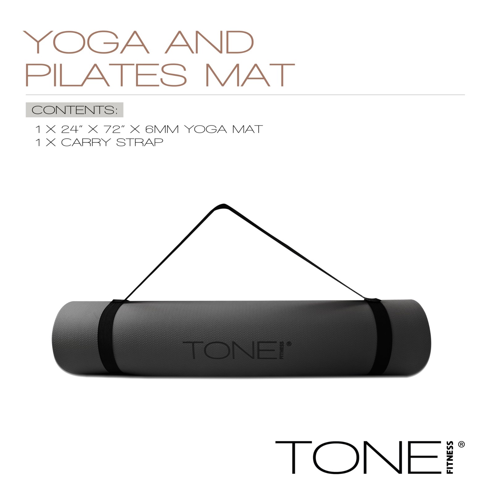 Yoga Mat 1/4&Prime; Thick Non Slip Exercise & Pilates Mat for Home Workouts with Ca…