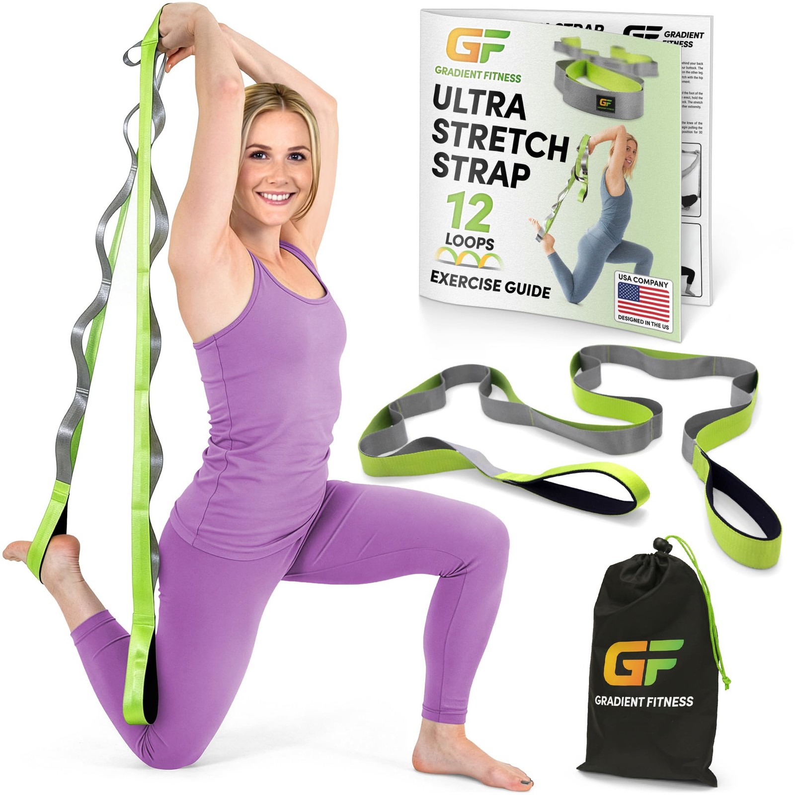 Gradient Fitness Stretching Strap for Physical Therapy, 12 MultiLoop Stretch …