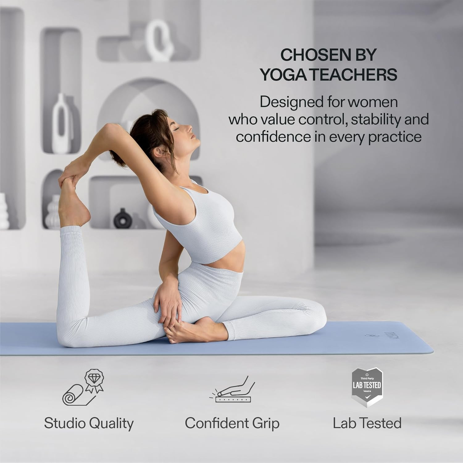 Premium Yoga Mat – Sweat-Activated Non-Slip PU Grip I Natural Rubber Base I 4Mm