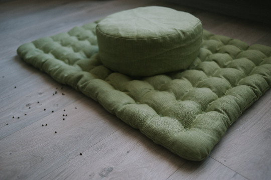 Meditation Set Zafu & Zabuton Buckwheat hulls Meditation pillow cushion Linen